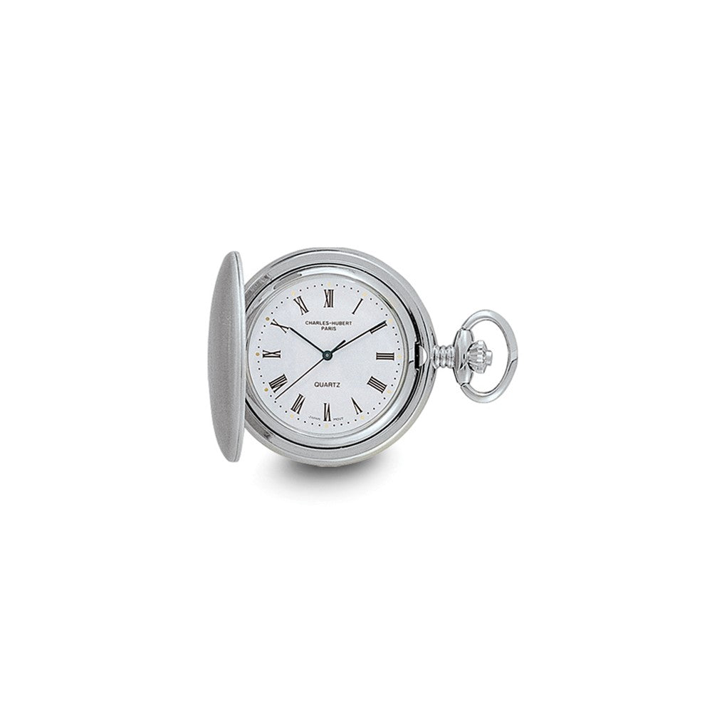 Charles Hubert Satin Chrome-finish Off White Dial Pocket Watch