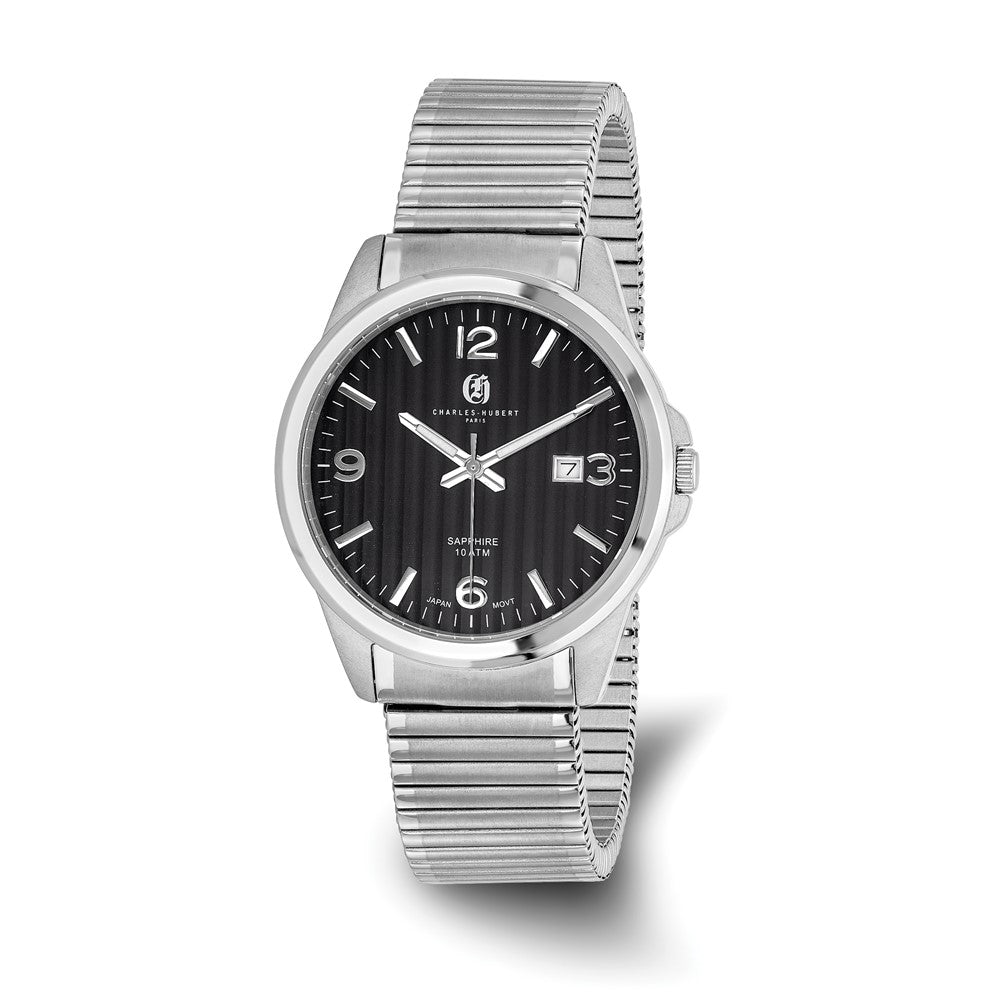 Mens Charles Hubert Titanium Black Dial Expansion Band Watch