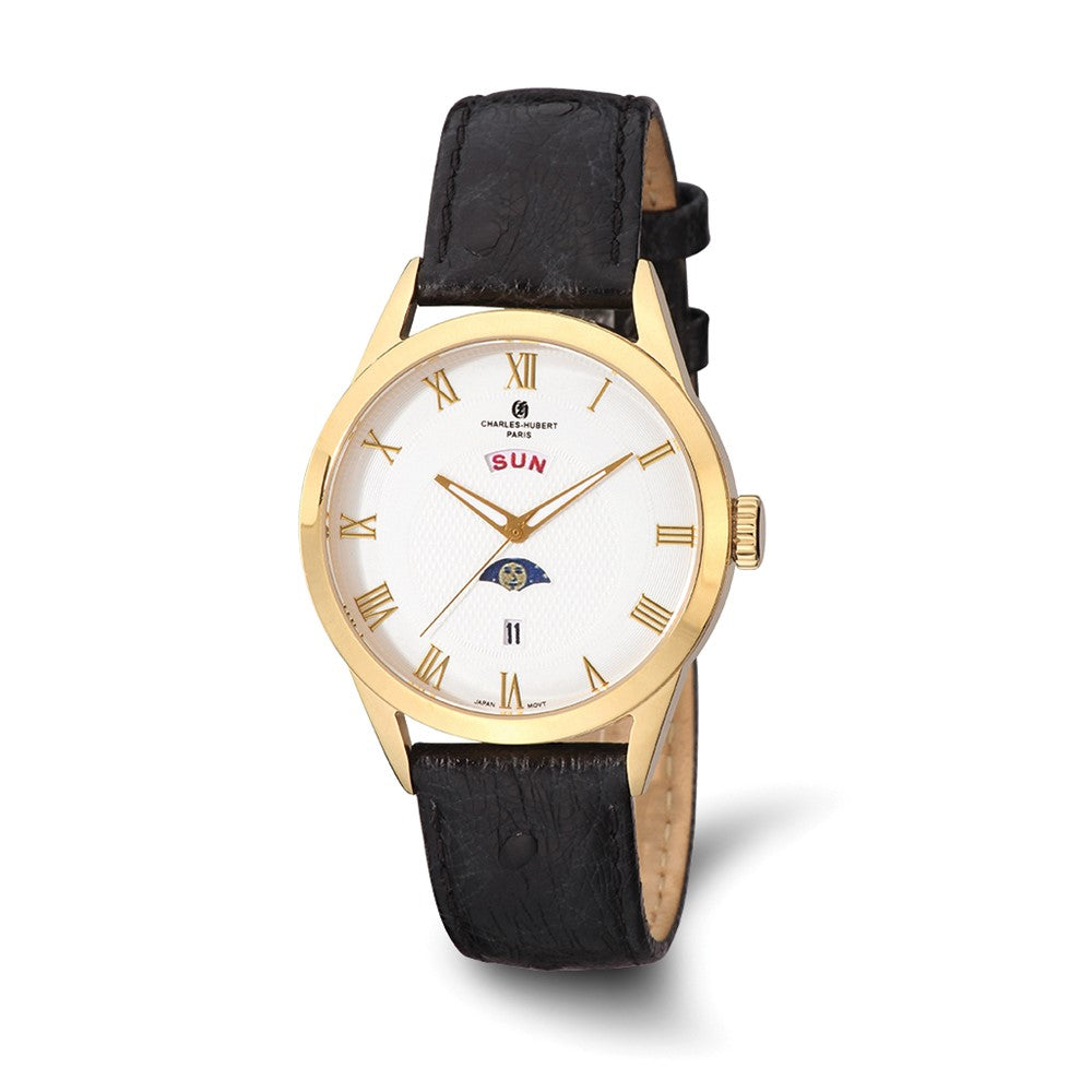 Charles-Hubert Stainless Steel Yellow IP-plated White Dial with Day and Date Watch