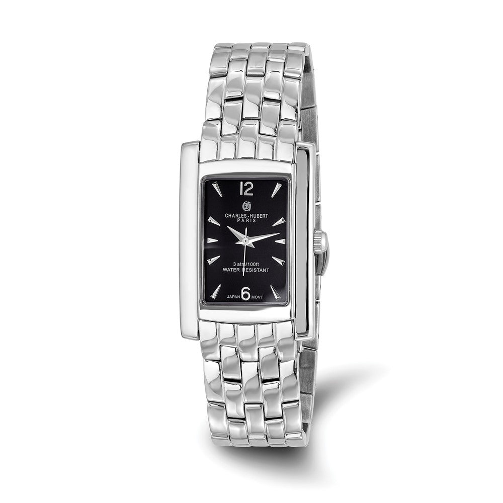Mens Charles Hubert Solid Stainless Steel Black Dial 26x31mm Watch