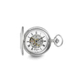 Charles Hubert Solid Stainless Steel White Dial Pocket Watch