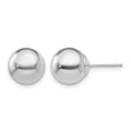 14k White Gold 9mm Polished Puffed Ball Post Earrings, 9 x 9 mm