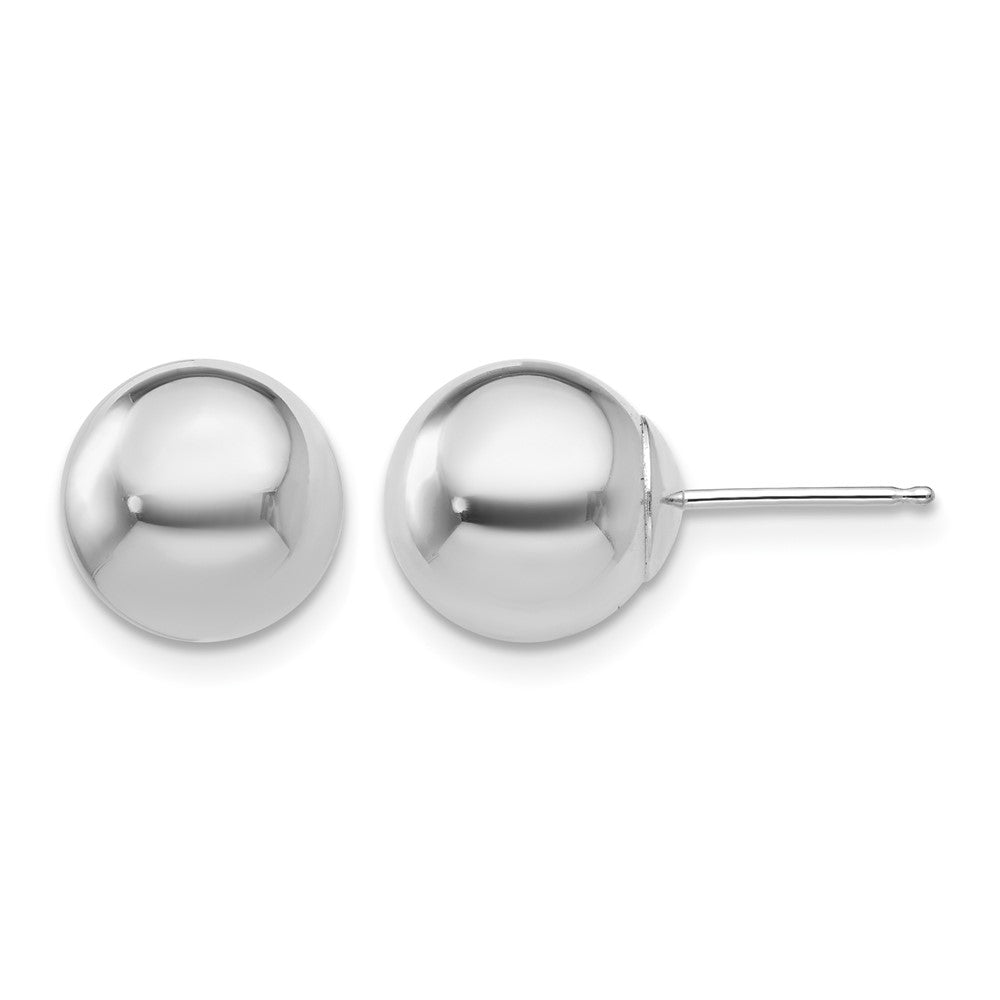 14k White Gold 9mm Polished Puffed Ball Post Earrings, 9 x 9 mm