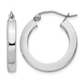 14k White Gold 3x20mm Polished Square Tube Hoop Earrings, 20 x 3 mm