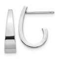 14k White Gold Polished J-Hoop Post Earrings, 14 x 4 mm