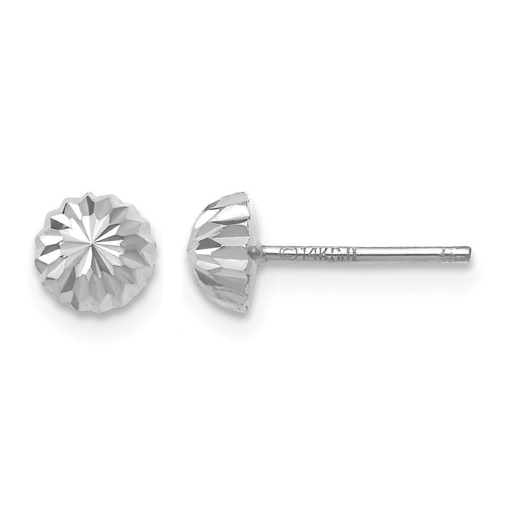 14k White Gold 5mm Polished Diamond-cut Half Ball Post Earrings, 5 x 5 mm