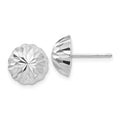 14k White Gold 10mm Polished Diamond-cut Half Ball Post Earrings, 9.5 x 9.5 mm