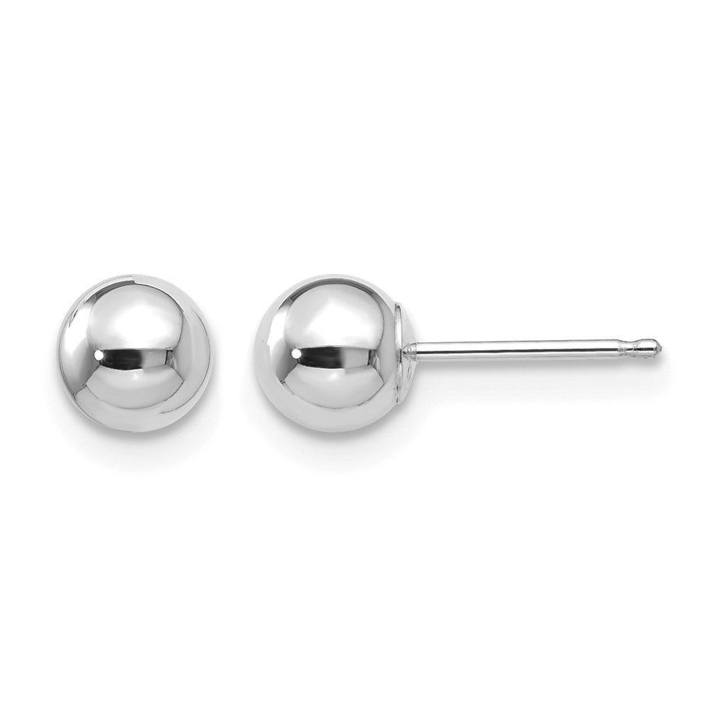 14k White Gold 5mm Polished Puffed Ball Post Earrings, 5 x 5 mm