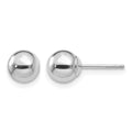 14k White Gold 6mm Polished Puffed Ball Post Earrings, 6 x 6 mm