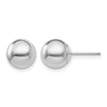 14k White Gold 8mm Polished Puffed Ball Post Earrings, 8 x 8 mm