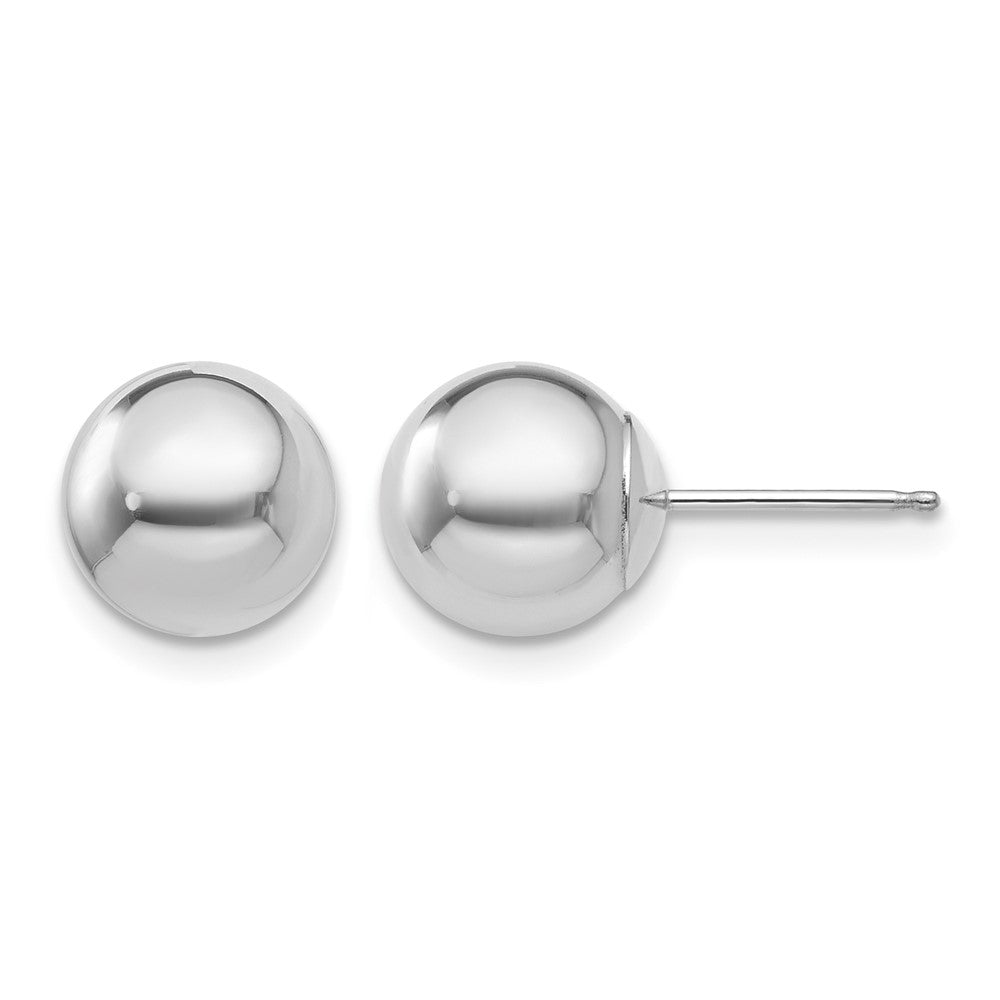 14k White Gold 8mm Polished Puffed Ball Post Earrings, 8 x 8 mm