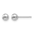 14k White Gold 4mm Polished Puffed Ball Post Earrings, 4 x 4 mm