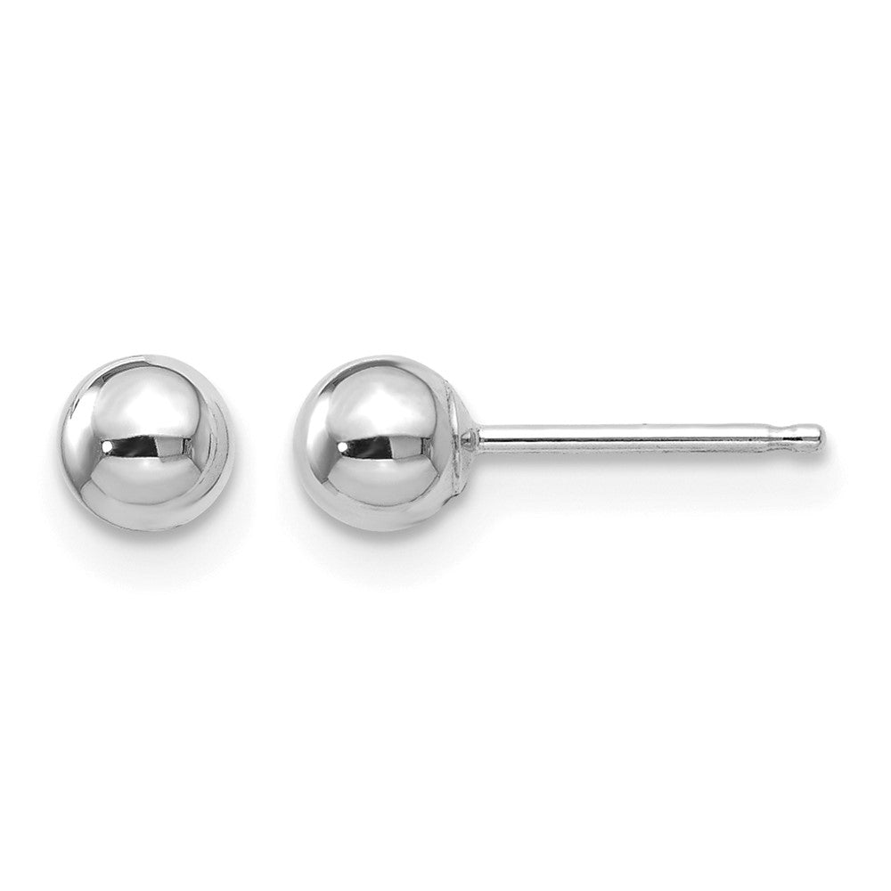 14k White Gold 4mm Polished Puffed Ball Post Earrings, 4 x 4 mm