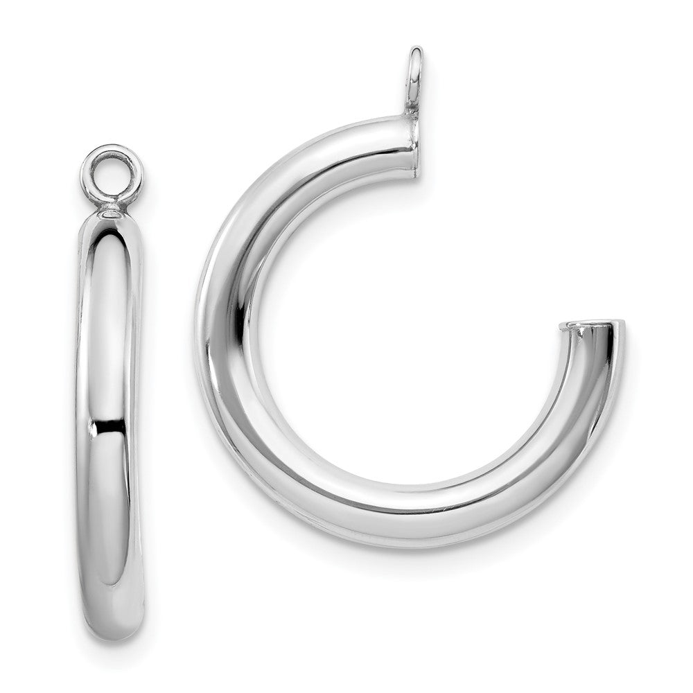 14k White Gold Polished 3x24mm Tube Hoop Earring Jackets, 29 x 3 mm