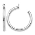 14k White Gold Polished 3x30mm Tube Hoop Earring Jackets, 30 x 3 mm