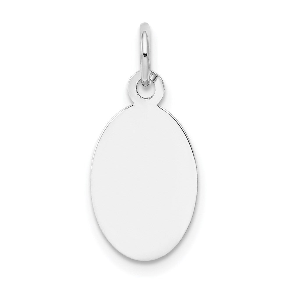 14k White Gold Plain 13.4x9.5mm .018 Gauge Oval Engravable Disc Charm, 20 x 9.5 mm