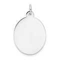 14k White Gold Plain 19.7x16.5mm .011 Gauge Oval Engravable Disc Charm, 27 x 16.5 mm