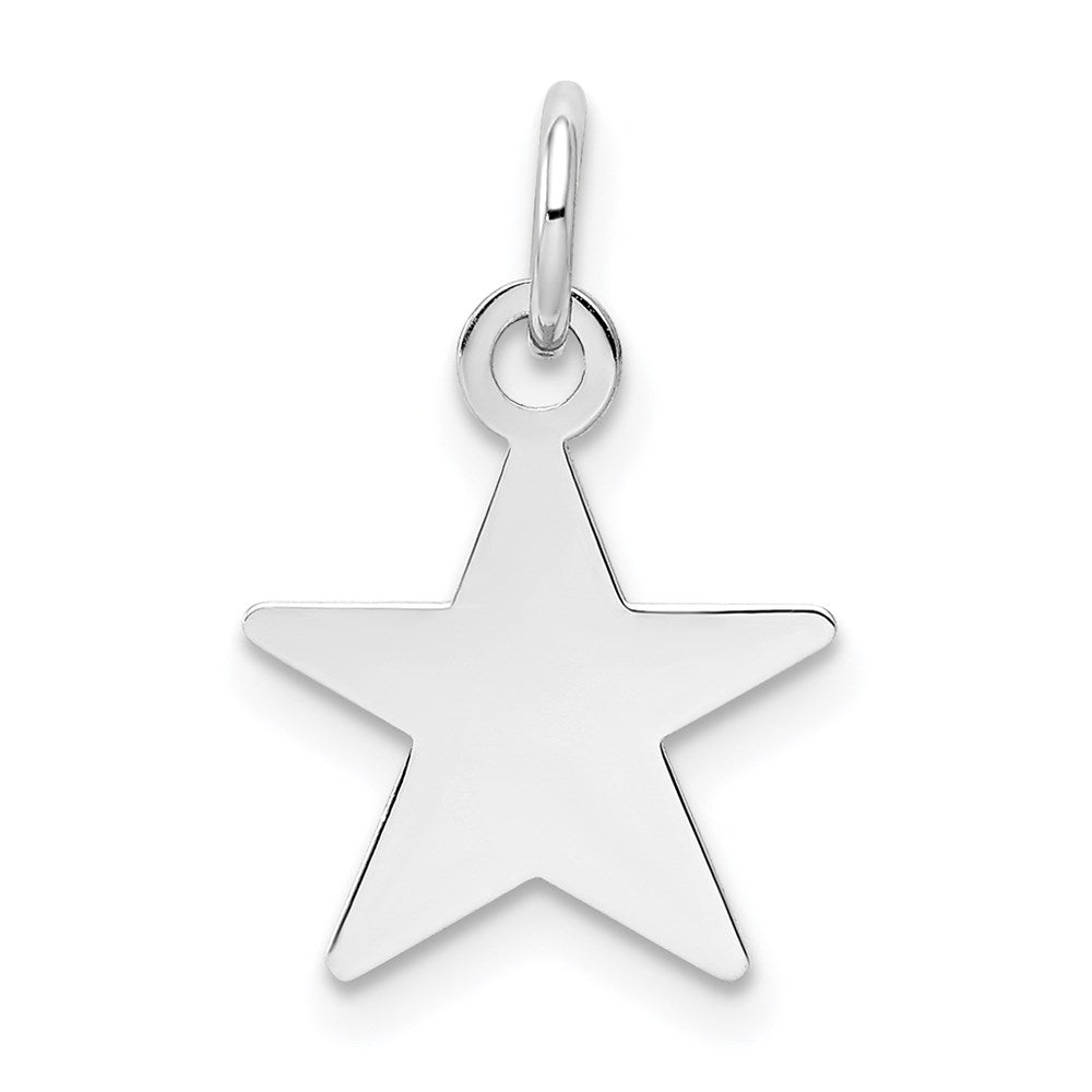 14k White Gold Plain .013 Gauge Engravable 14x11mm Star Disc Charm, 17 x 11 mm