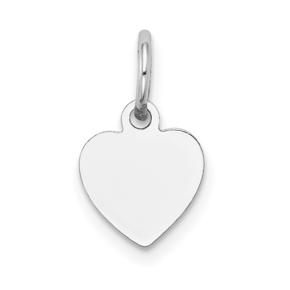 14k White Gold Plain .018 Gauge Engravable Heart 11x9mm Disc Charm, 14 x 9 mm