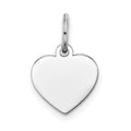 14k White Gold Plain .013 Gauge Engravable Heart 12x10mm Disc Charm, 16 x 10 mm
