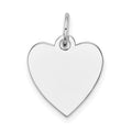 14k White Gold Plain .009 Gauge Engravable Heart 15x14mm Disc Charm, 18 x 14 mm, 0.47 g