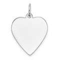 14k White Gold Plain .013 Gauge Engravable Heart 21x18mm Disc Charm, 24 x 18 mm