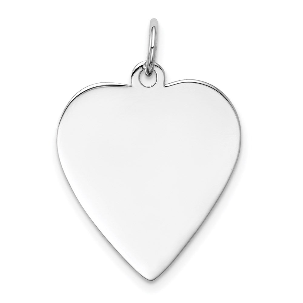 14k White Gold Plain .011 Gauge Engravable Heart 23x19mm Disc Charm, 27 x 21 mm