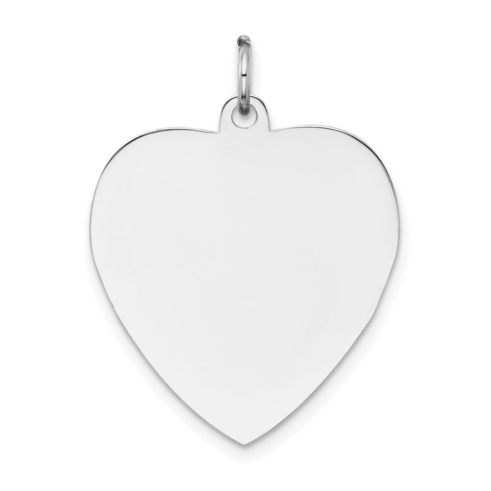 14k White Gold Plain .027 Gauge Engravable Heart 24x21mm Disc Charm, 27 x 21 mm