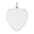 14k White Gold Plain .035 Gauge Engravable Heart 24x21mm Disc Charm, 27 x 21 mm