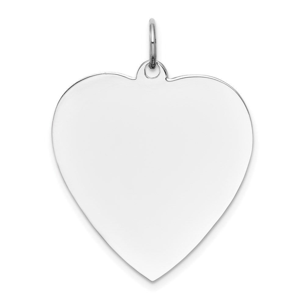 14k White Gold Plain .013 Gauge Engravable Heart 27x24mm Disc Charm, 30 x 24 mm