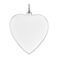14k White Gold Plain .027 Gauge Engravable Heart 27x24mm Disc Charm, 30 x 24 mm