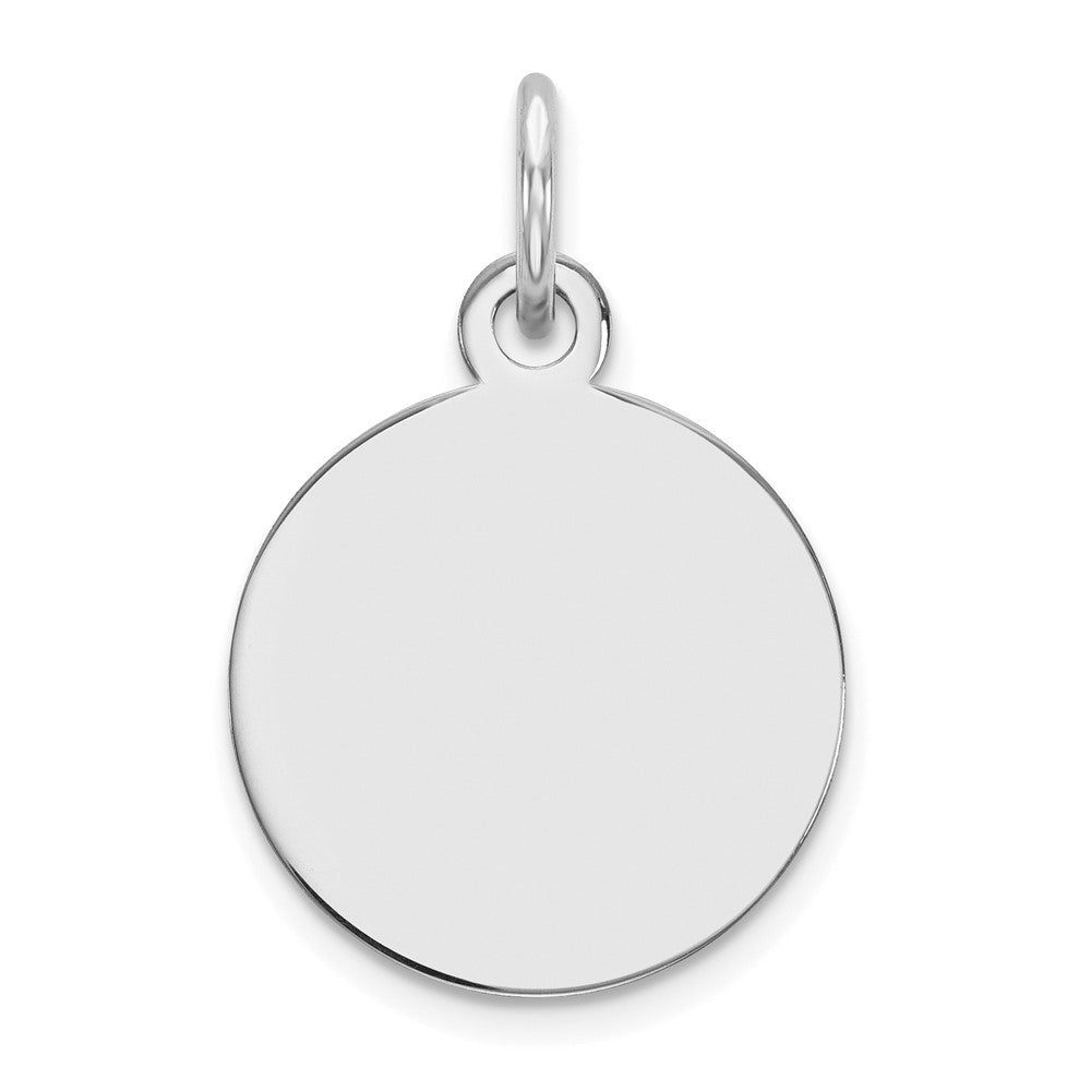 14k White Gold Plain .009 Gauge Round Engravable 12mm Disc Charm, 16 x 12 mm