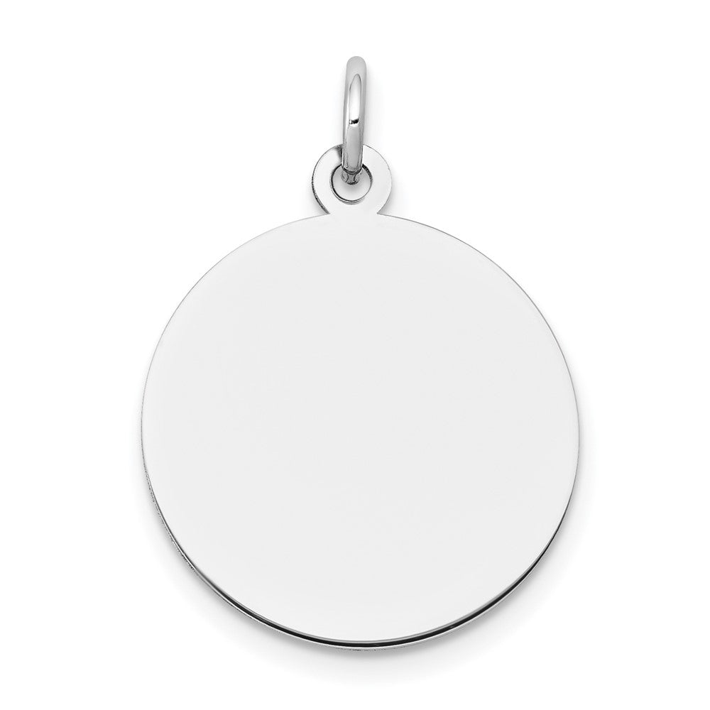 14k White Gold Plain .027 Gauge Round Engravable 18mm Disc Charm, 25 x 18 mm