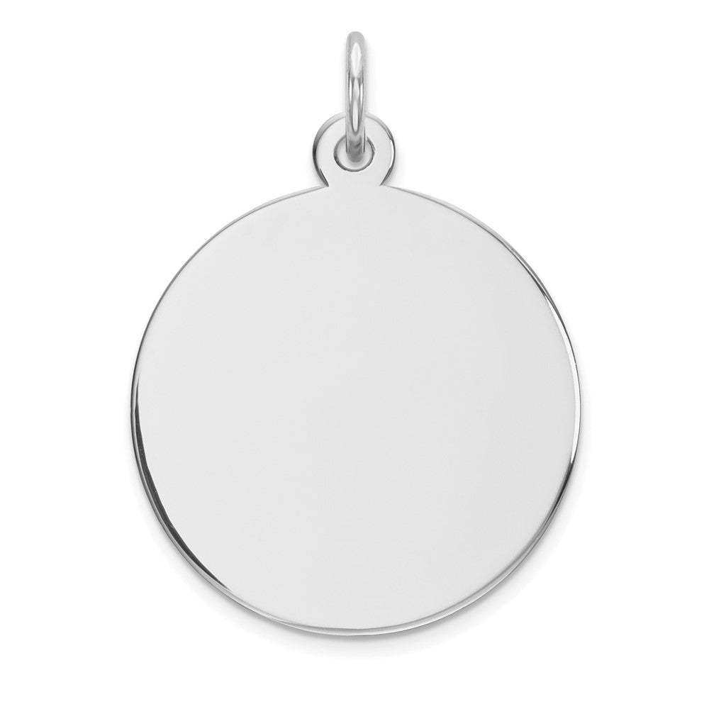 14k White Gold Plain .018 Gauge Round Engravable 19mm Disc Charm, 27 x 20 mm