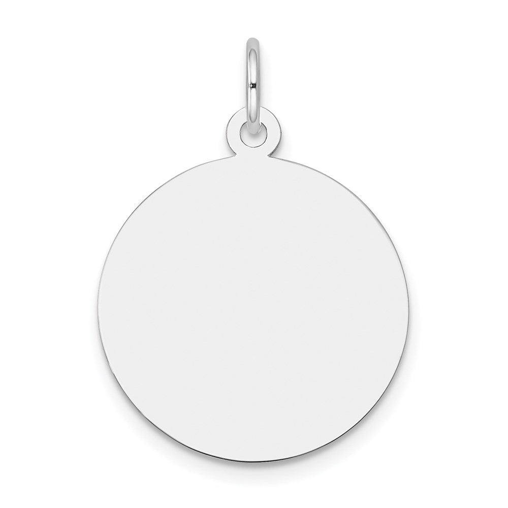 14k White Gold Plain .011 Gauge Round Engravable 19mm Disc Charm, 27 x 20 mm