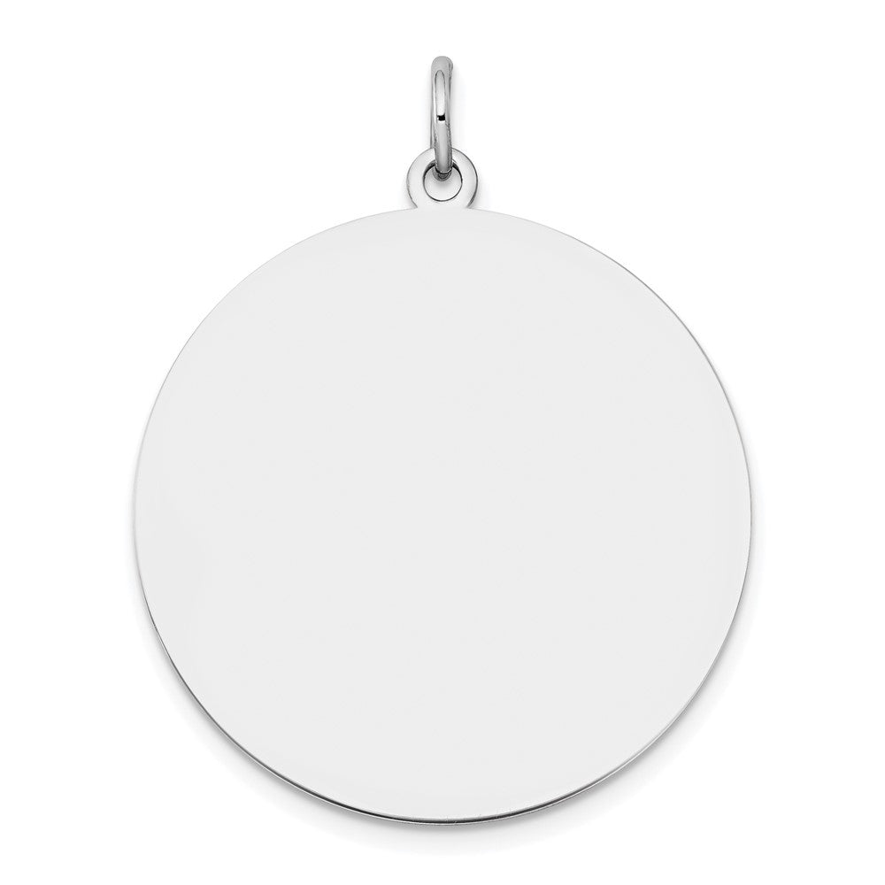 14k White Gold Plain .018 Gauge Round Engravable 25mm Disc Charm, 29 x 25 mm