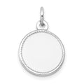 14k White Gold Plain with Zig-Zag Edge .018 Gauge Round Engravable 13mm Disc Charm, 19 x 13 mm