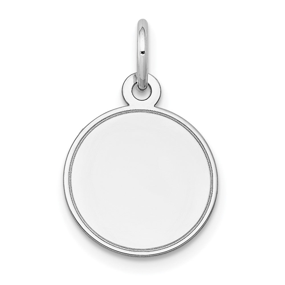 14k White Gold Plain with Grooved Edge .013 Gauge Round Engravable 13mm Disc Charm, 20 x 13 mm