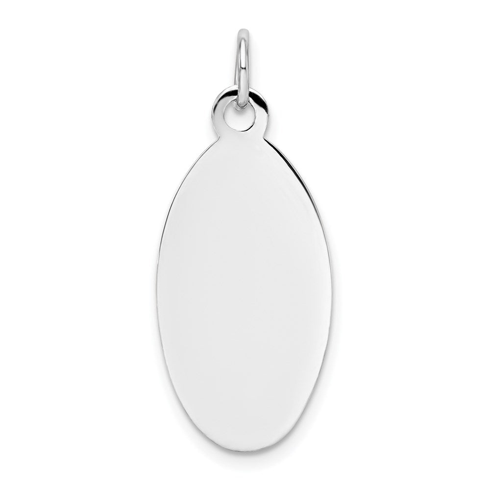 14k White Gold Plain 22x12.5mm .018 Gauge Elliptical Engravable Disc Charm, 26 x 12.5 mm