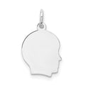 14k White Gold Plain Small.018 Depth Facing Right Engravable Boy Charm, 18 x 10 mm
