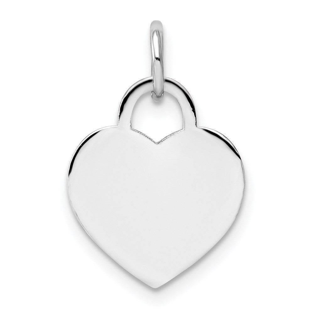 14k White Gold Plain .011 Gauge Engravable Heart 15x12mm Disc Charm, 19 x 12 mm