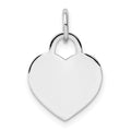 14k White Gold Plain .027 Gauge Engravable Heart 15x12mm Disc Charm, 19 x 12 mm