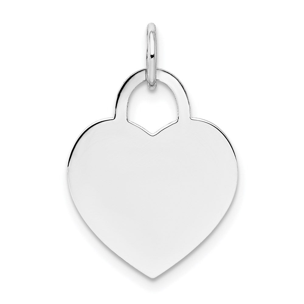 14k White Gold Plain .011 Gauge Engravable Heart 19x15mm Disc Charm, 22 x 15 mm
