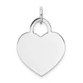 14k White Gold Plain .018 Gauge Engravable Heart 22x18mm Disc Charm, 25 x 18 mm