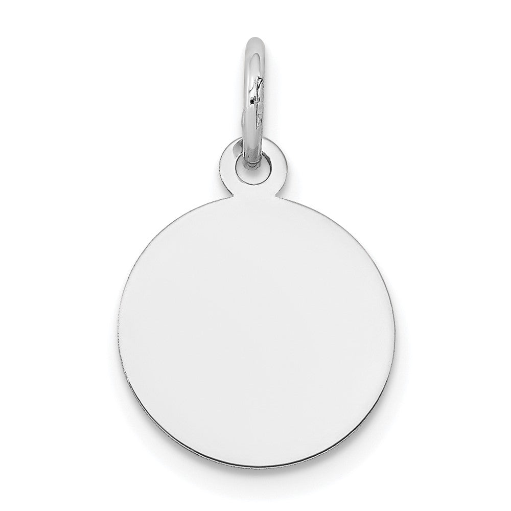 14K White Gold Plain .009 Gauge Round Engravable 12mm Disc Charm, 19 x 12 mm