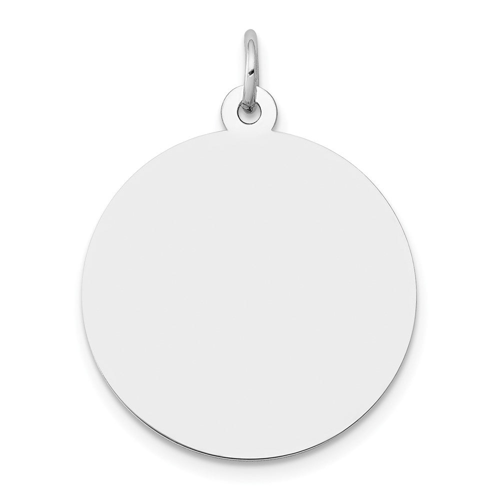 14K White Gold Plain .027 Gauge Round Engravable 22mm Disc Charm, 29 x 22 mm