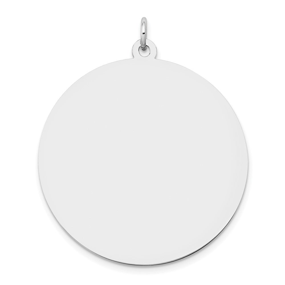 14K White Gold Plain .018 Gauge Round Engravable 32mm Disc Charm, 39 x 32 mm