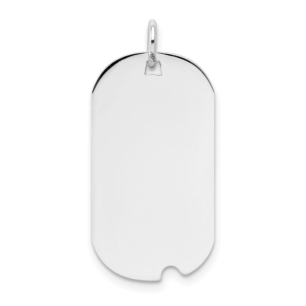 14k White Gold Plain 24.5x13.2mm .011 Gauge Engravable Dog Tag w/Notch Disc, 28.5 x 13.2 mm