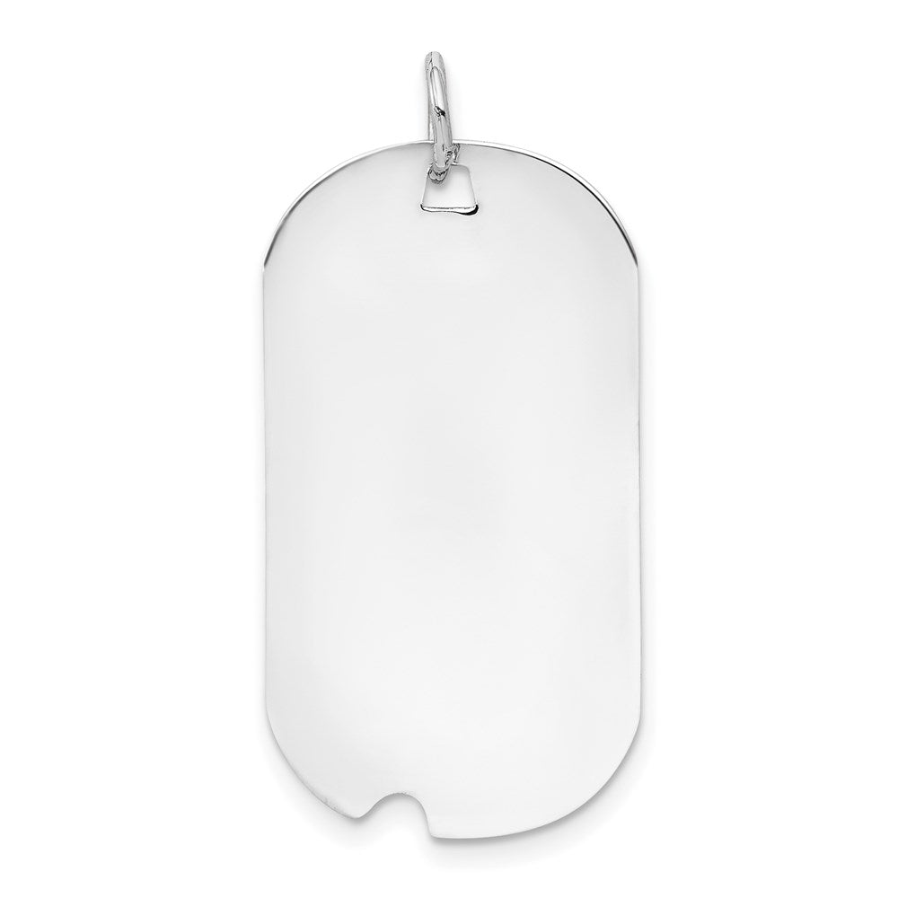 14k White Gold Plain 30x16mm .027 Gauge Engravable Dog Tag w/Notch Disc, 34 x 16 mm