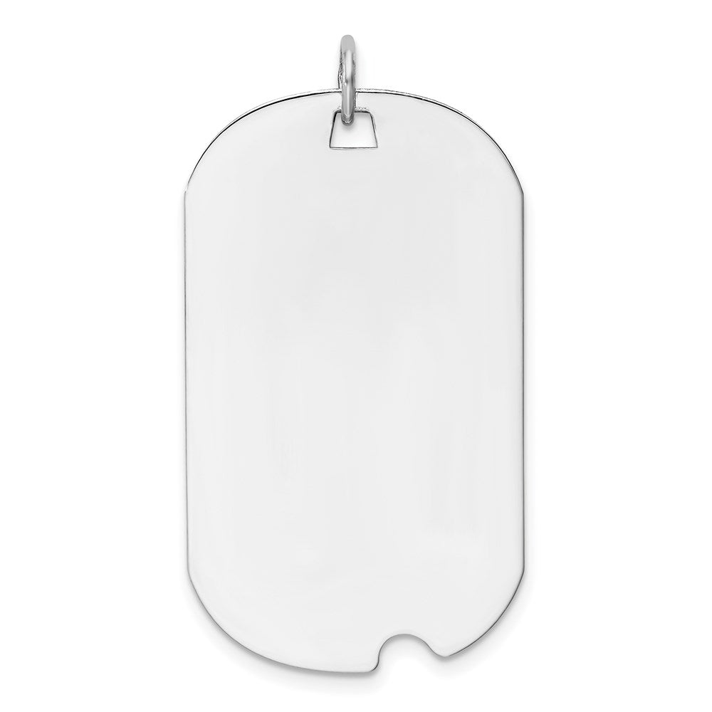 14k White Gold Plain 36.8x20.8mm .027 Gauge Engravable Dog Tag w/Notch Disc, 40.8 x 20.8 mm